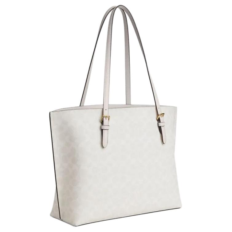 Coach Mollie Classic Logo Coated Canvas Tote Bag Women tote bags Chalk-White CV967-IMXU5