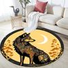 1pc Soft, Absorbent & Non Slip Wolf with Mysterious Patterns Round Rug Soft Circle Rug for Living Room & Bedroom Decor, Chair Mats, and Unfo