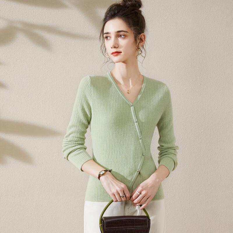 

TUHUANG Женский кардиган из чистой шерсти с V-образным вырезом M (160/84A)