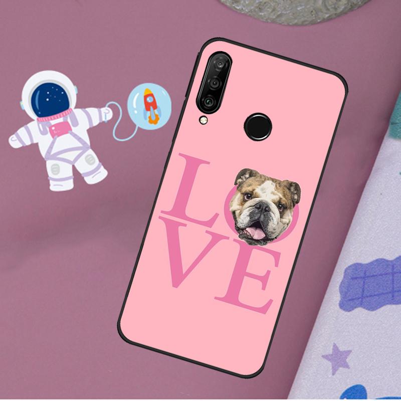 English Bulldog Heartbeat For Huawei Nova Y72 Y73 Y60 Y70 Y90 Y61 Y91 7i 8i 11i 12i 12s 9 10 SE P20 P30 P40 Lite Case