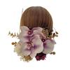 Purple Phalaenopsis Orchid Hair Dried Mizuhiki and Gold Perfect for and with Furisode and Hakama Ornament, Flowers, Leaf, Coming-of-Age Ceremonies,