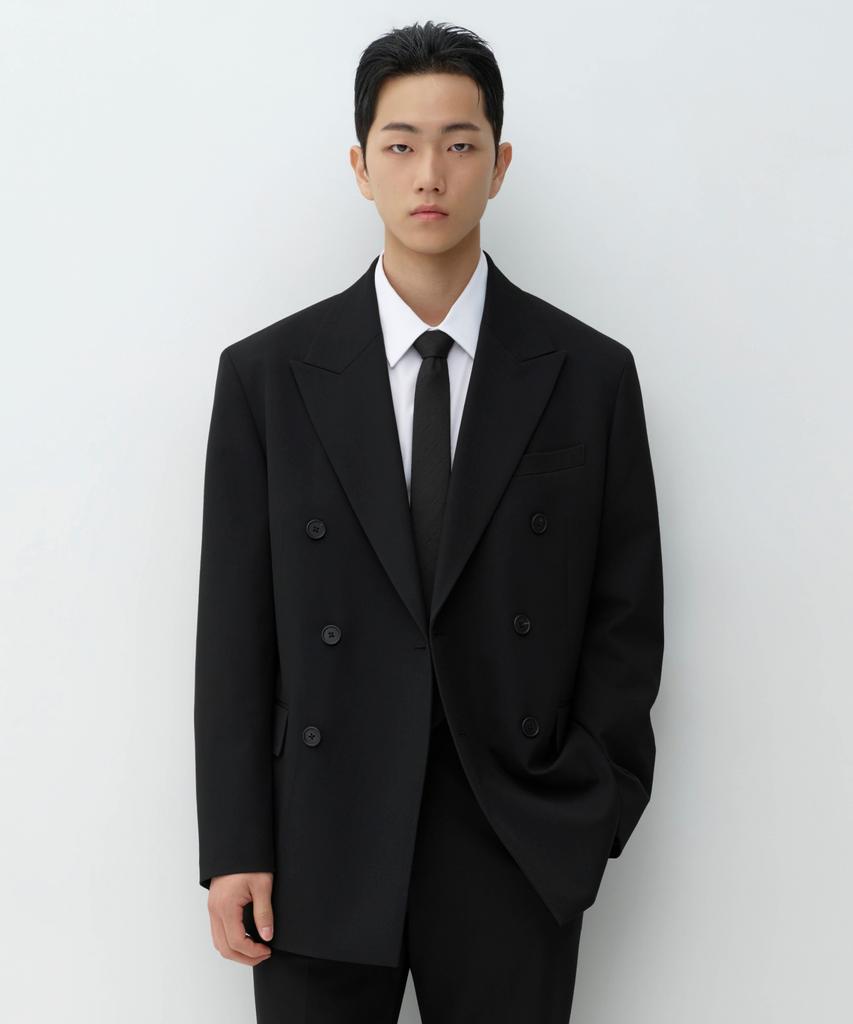 MUSINSA STANDARD Oversized Double-Breasted Blazer [Black]