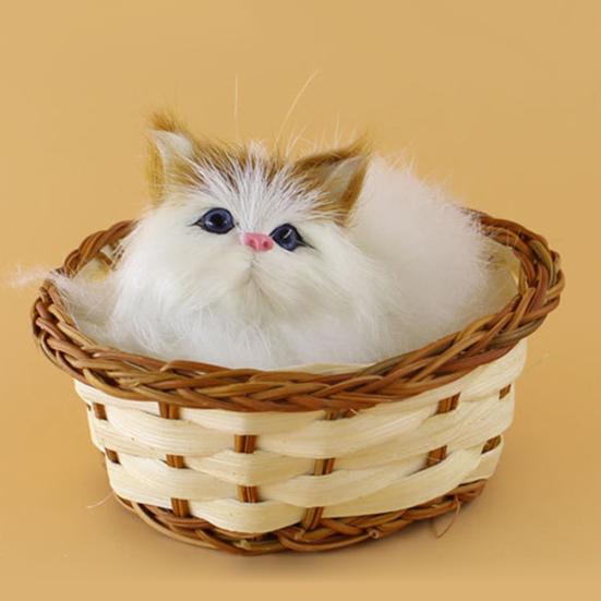 Lovely Simulation Animal Doll Plush Mini Basket Cat Rabbit Dog Kids Xmas Toy
