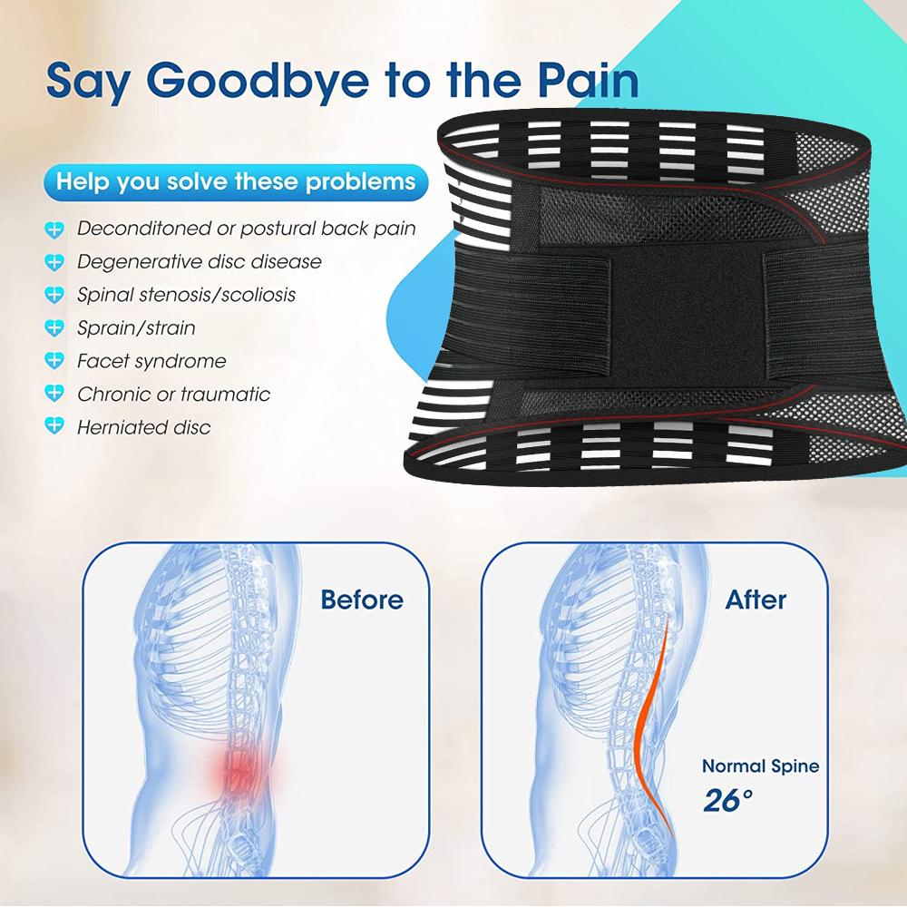Durable And Safe 1Pcs Back Braces For Work With 5 Staysbreathable Back Support Belt For Men Womenanti-Skid Lumbar Support Belt With Mesh