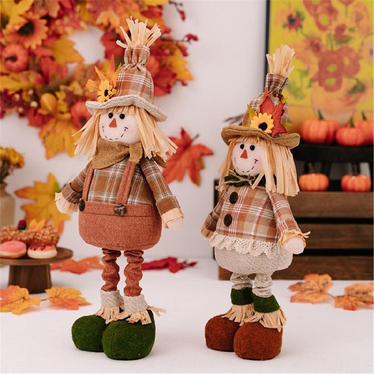 Festivaluri de Recoltă Păpușă Sperietoare Figurină Retractabilă Decor Acasă și Magazin Ornament Figurină Sperietoare Lucrată Manual