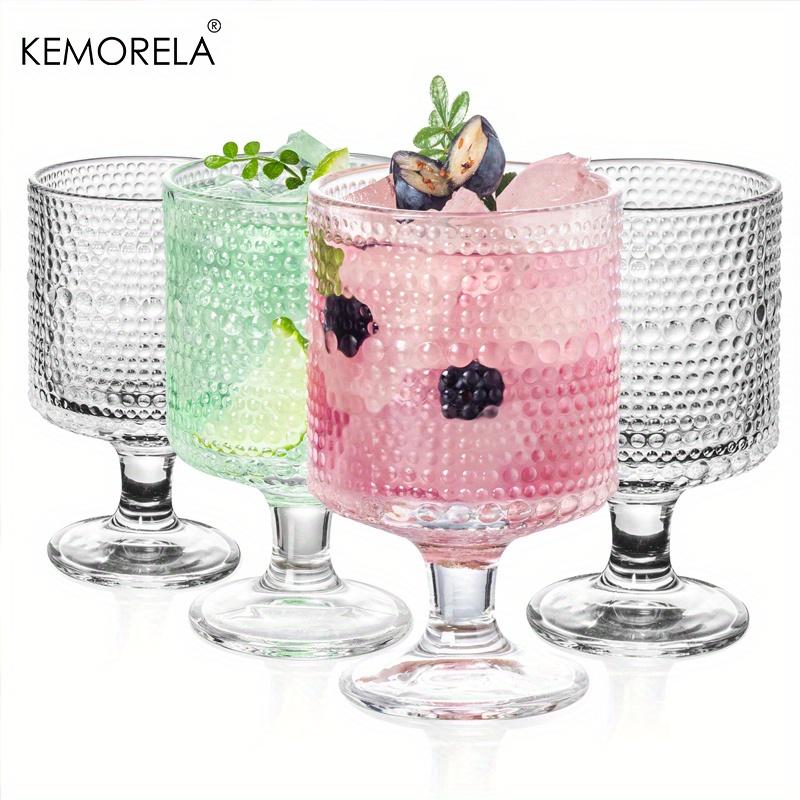 

4PCS 250/300/450ML Hobnail Iced Beverage Goblets Vintage Drinking Glass Cup Wine Soda Juice Glassware set for Parties Bars 301-400ml