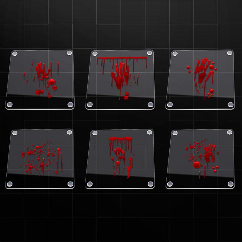 Halloween Horror Palm Pattern Cup Coaster Creative Bloodstain Pattern Cup Pad Acrylic Cup Mat Coffee Tea Drinks Cups Coaster