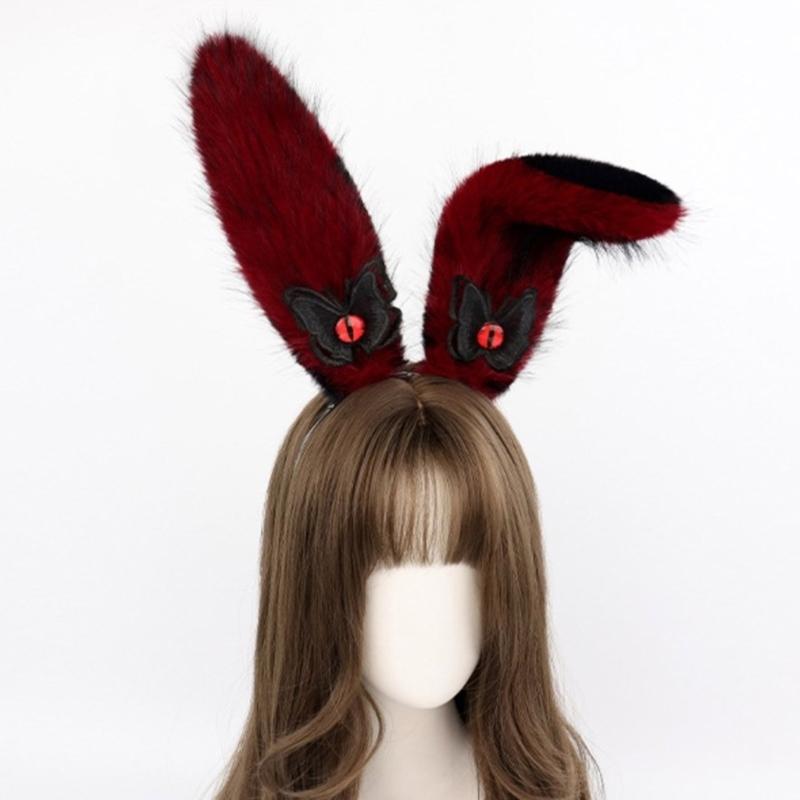 Rabbit Ears Hairhoop Plush Bunnies Ear Hairband Hairhoop Halloween Cosplay Accessories for Women Birthday