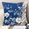 (1pcs Including Pillow Core) Blue and White Porcelain Chinese Style Sofa Pillow Cover Bedside Cushion Car Mahogany Back Cushion Cover