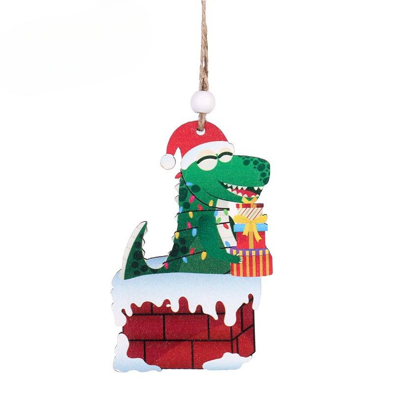 Christmas Decorations: Christmas Dinosaur Wooden Pendant, Christmas Tree Accessories