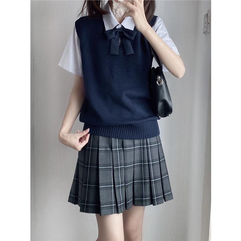 San Keng Niedlicher Mehrfarbiger Pullover Strickweste - Basic Stil JK Uniform Strickware