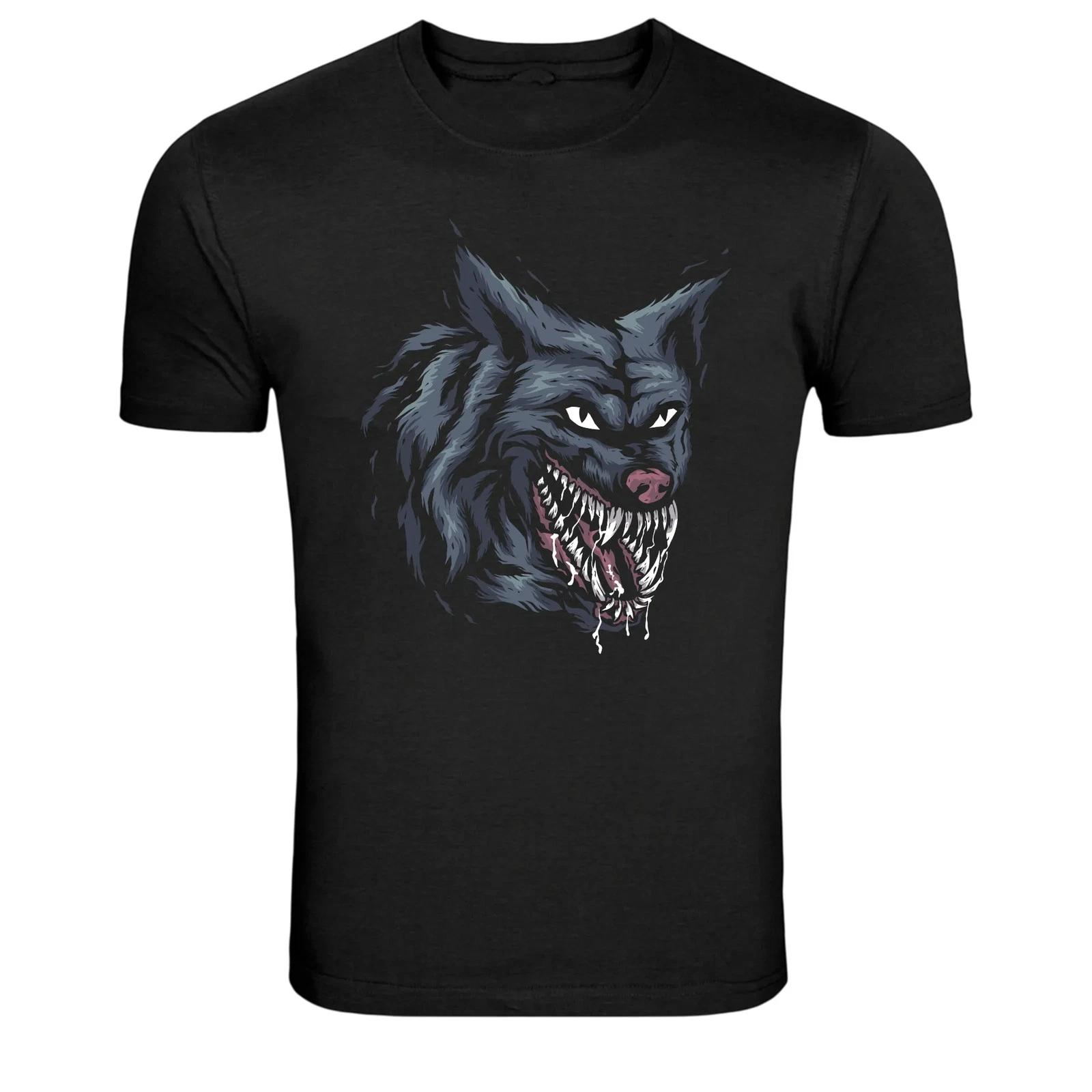 Rabid Wolf Head Horror Beast Graphic T-Shirt 4XL