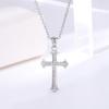 White Gold Plated Micro-Paved Cross Pendant Necklace - Non-Fading Jewelry, Perfect Christmas Gift