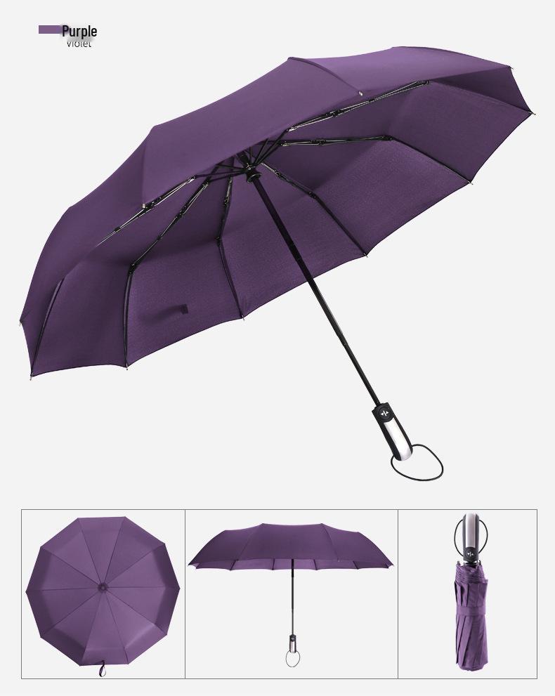 Men's XL 10-Rib Dual-Use Automatic Folding Umbrella for Sun & Rain