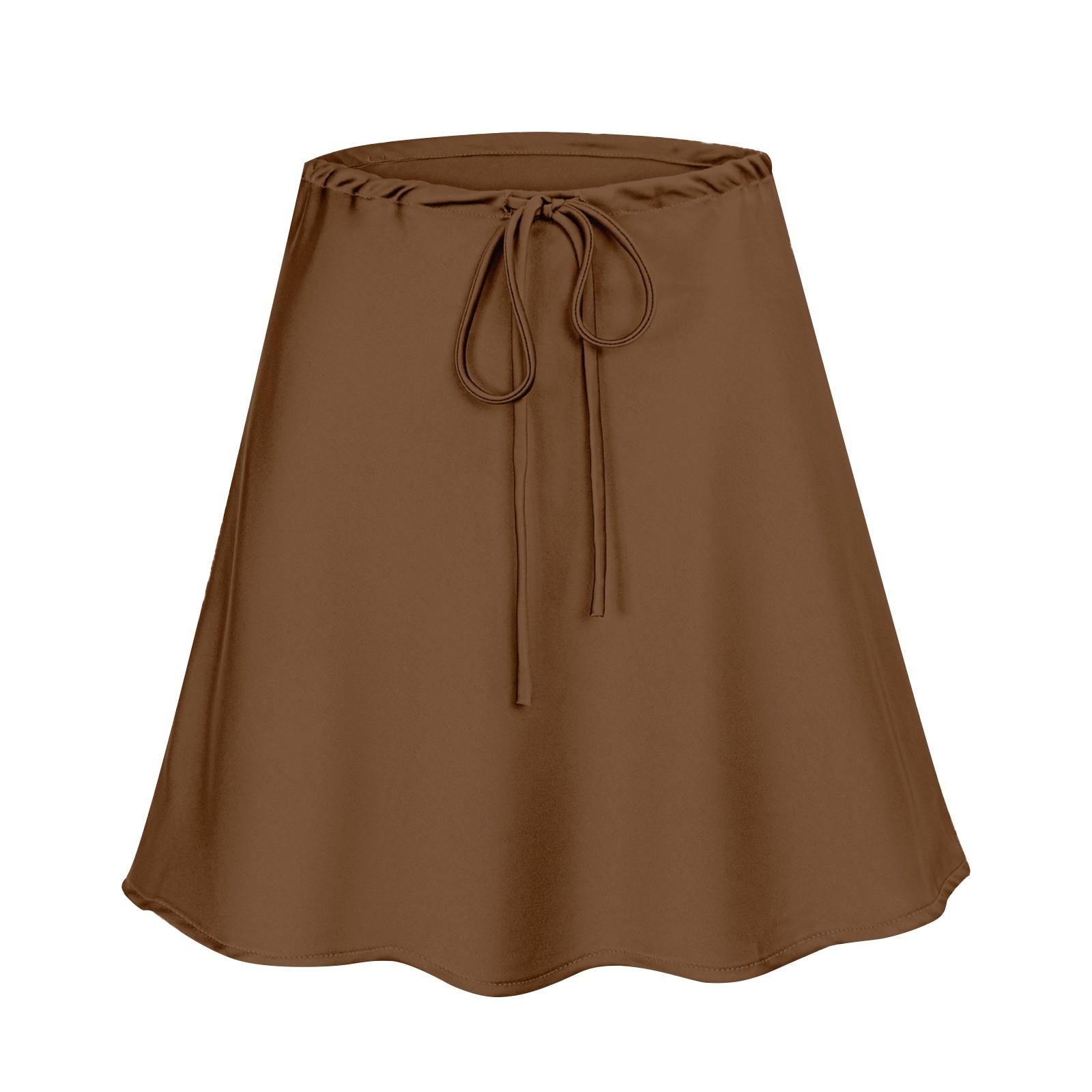 

Женская модная короткая юбка с высокой талией, застежкой-молнией и завязками на бедрах XL кофейный