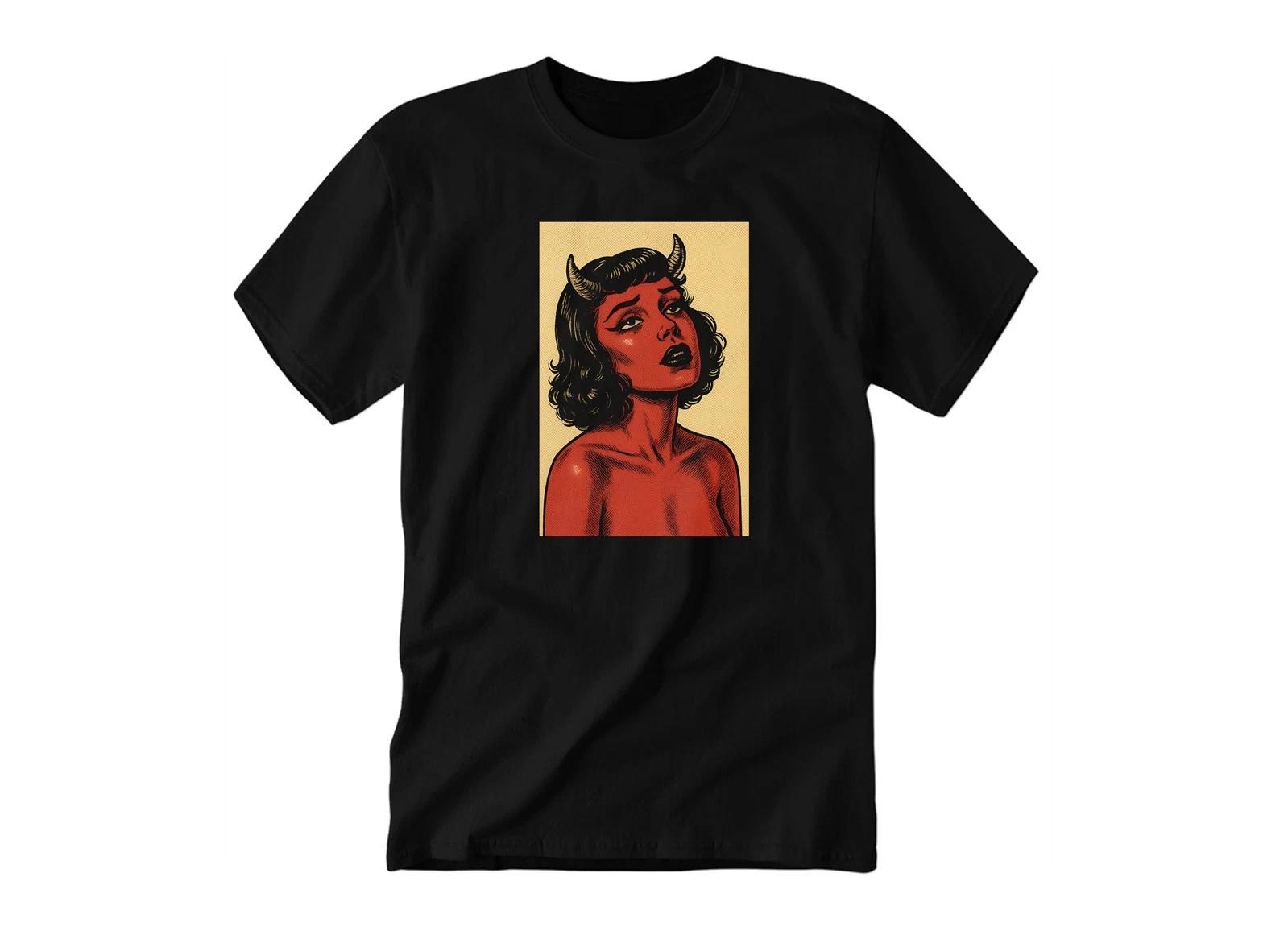 Devil Girl Drawing Illustration Image Art | Youth & Adult Unisex Tee Tshirt S