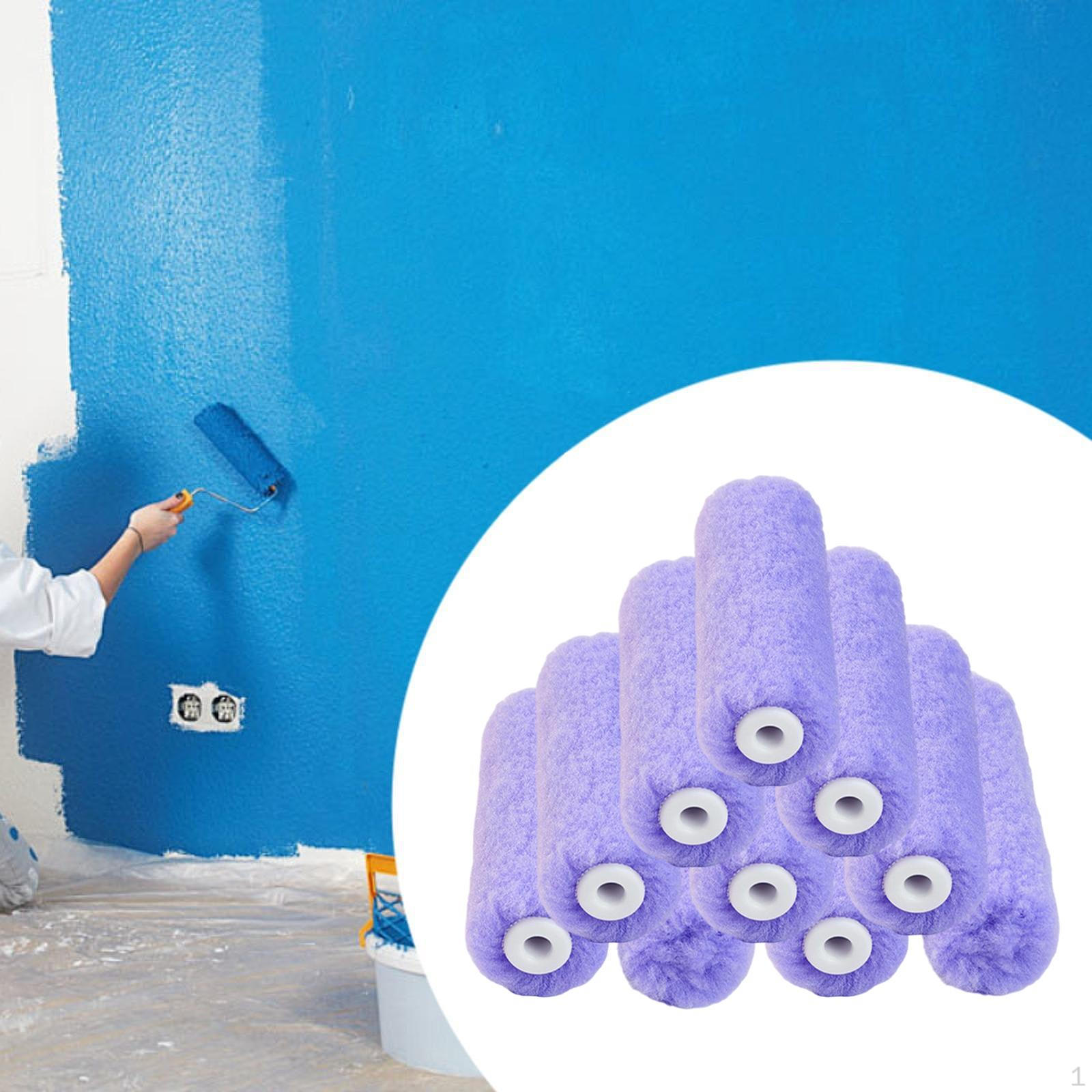 

10Pcs 4 inch Paint Roller Brush Head Accessory Premium Easy to Use Supplies Purple for Wall