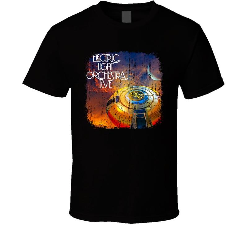 Electric Light Orchestra 70s Classic Rock Band Worn Look Music Black Unisex T-Shirt S