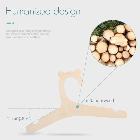 Wooden Clothes Hanger for Baby Clothes Cute Bear Ears Hanger Rack Toddlers Children Infant Hangers for Closet Coat Pants Clothing Storage