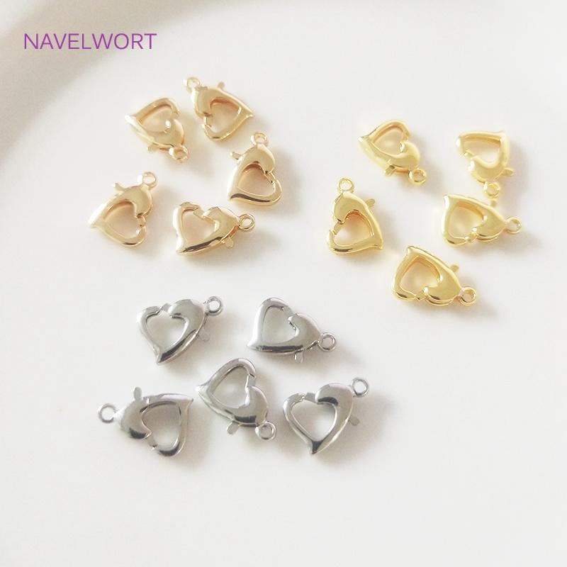 Fashion 14K/18K Gold Plated Heart Lobster Claw Clasp High Quality Brass Metal Lobster Clasps Extension Chains Wholesale
