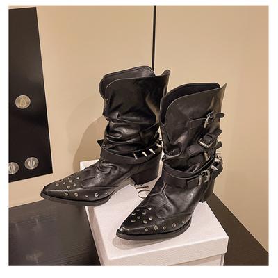 Rivet Decorated Women's Martin Boots Comfortable Soft Elastic Trend Non-slip Wear Chic Versatile Outstanding Height Increase Shoes