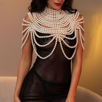 Shawl Body Chain Accessories Style Pearl Breast Chain Women's Fashion Party Pearl Shoulder Chain Accessories