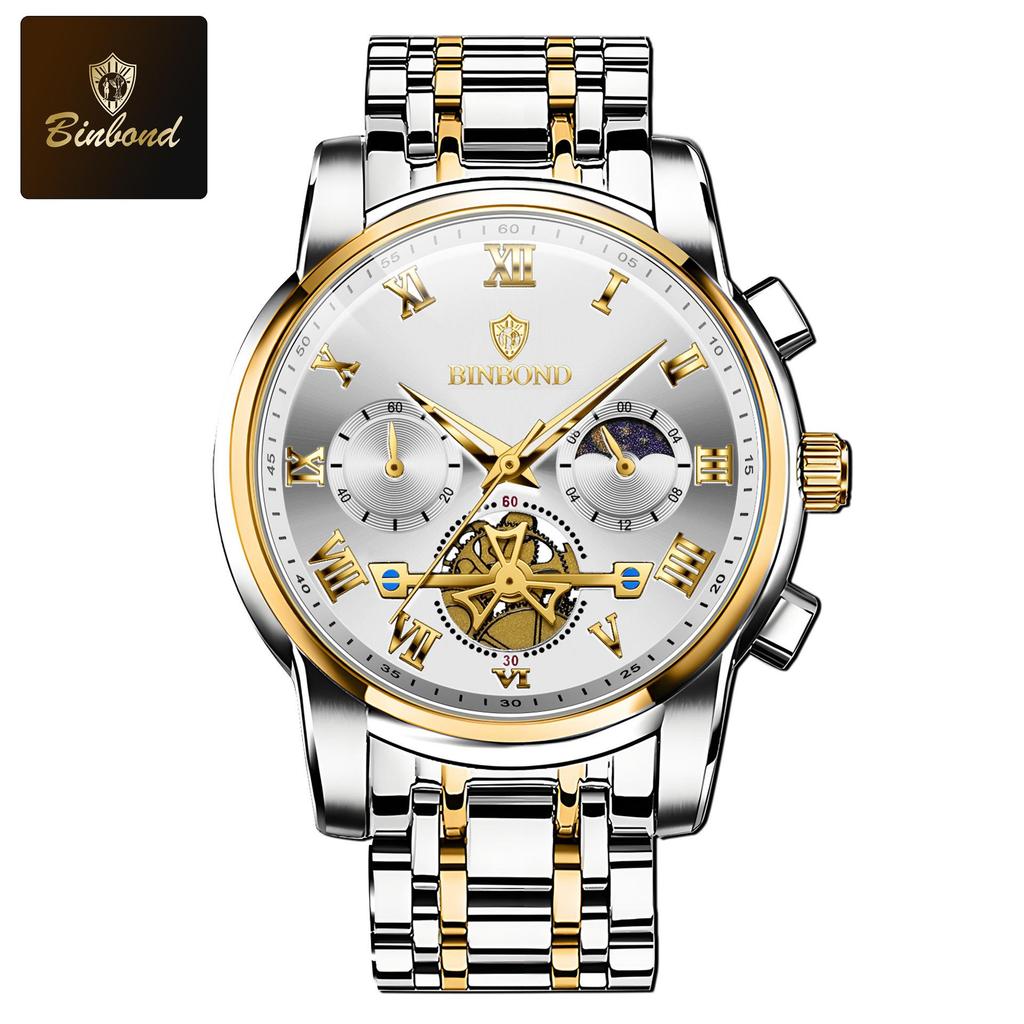 Binbang Luminous Skeleton Waterproof Quartz Men's Watch