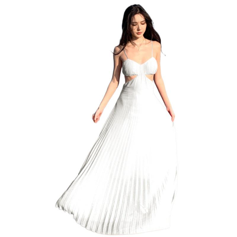 High-end Dress Skirt Pamine Design Long Dress Seaside Vacation Halter Suspender Dress Beach Dress Long Dress