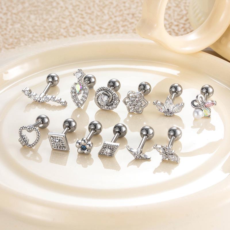 Cercei Henson Cupru Zirconiu Floare Geometrică Oțel Inoxidabil Studs Piercing Cartilaj