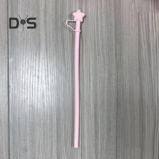 Reusable Silicone Straws with Star Cap Bite-resistant Drinking Tubes for Hot Cold Drinks BPA-Free Flexible Long Straw