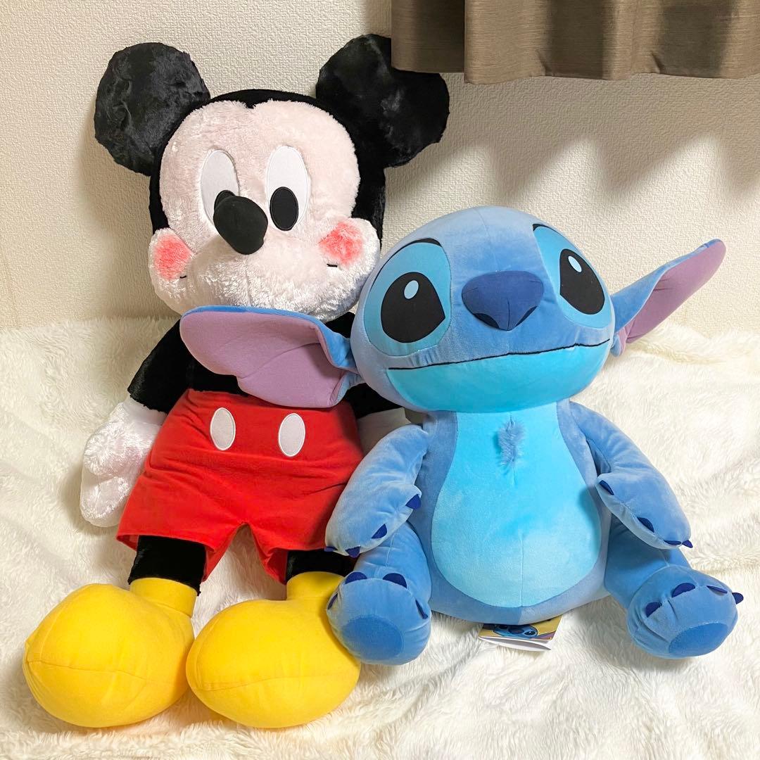 [Set of 2] Disney Mickey Mouse Stitch Super BIG Plush Toy