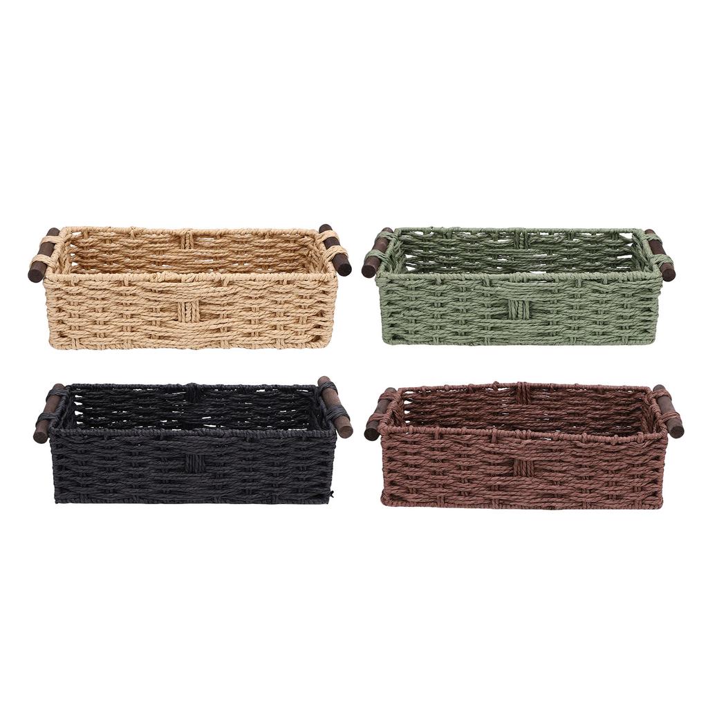 Paper Rope Storage Basket Handmade Woven Decorative Storage Bin Toilet Tank Topper Paper Basket for Shelves Countertop
