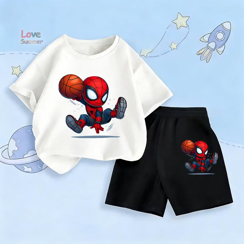 2026 Spring/Summer Spider-ManT-shirt Print Boys t shirt Shorts Sport Two-Piece Kids Set Superhero Set Children's Daily Wear, Perfect for Outdoor