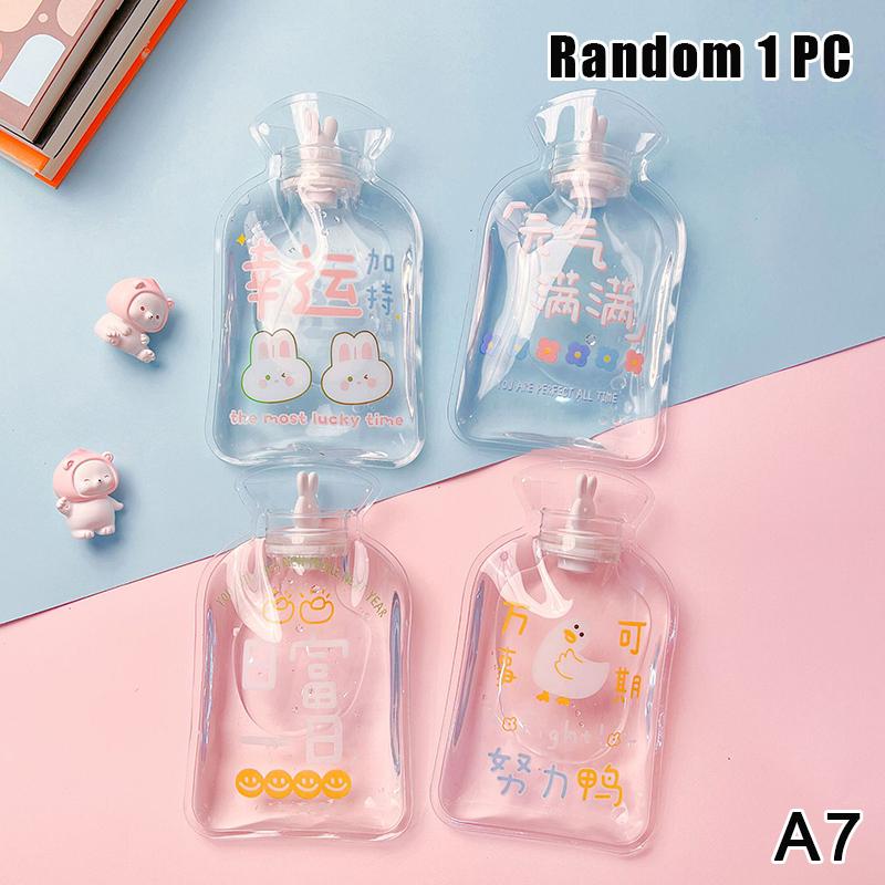 Portable Safe Hot Water Bag Cute Girl Heart Relaxing Transparent Warm Water Bottle Household Mini PVC Material Hand Warmer 1pc