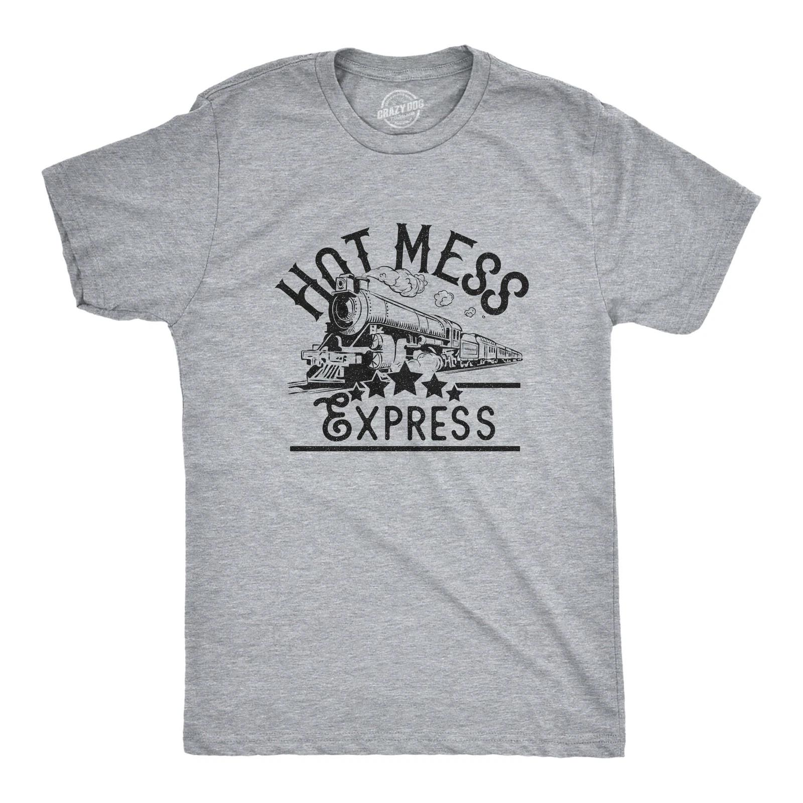 Mens Hot Mess Express T Shirt Funny Train Hangover Novelty Party Tee S