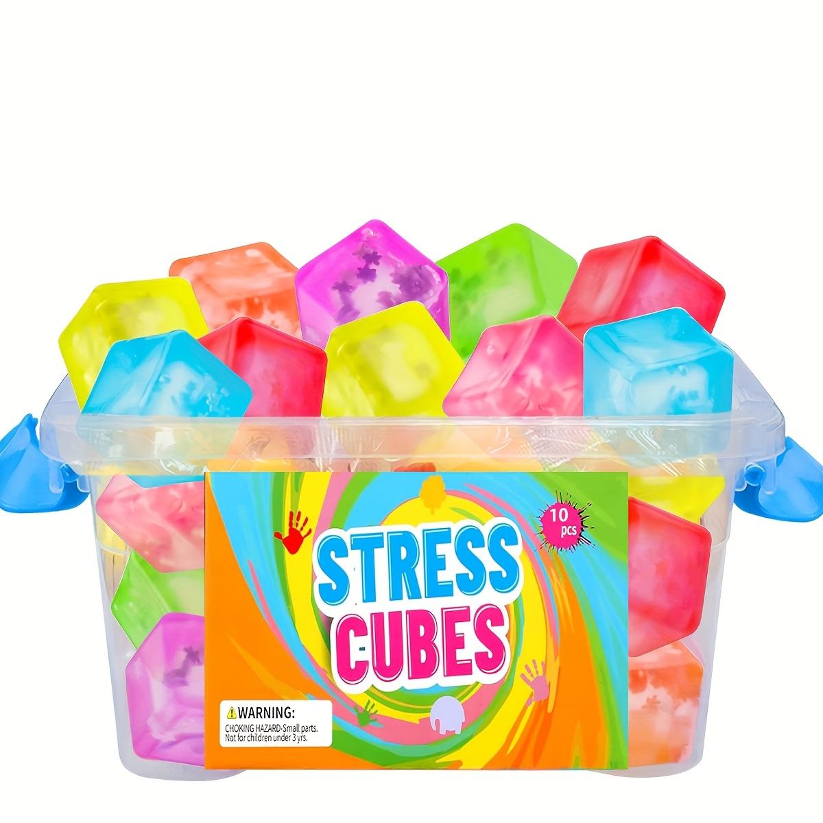 

Красочные сквоши-фиджеты 10 шт. Расслабляющие сквоши в виде кубиков льда, мягкие цветные резиновые мячики для снятия стресса, батарейки не требуются 10pcs