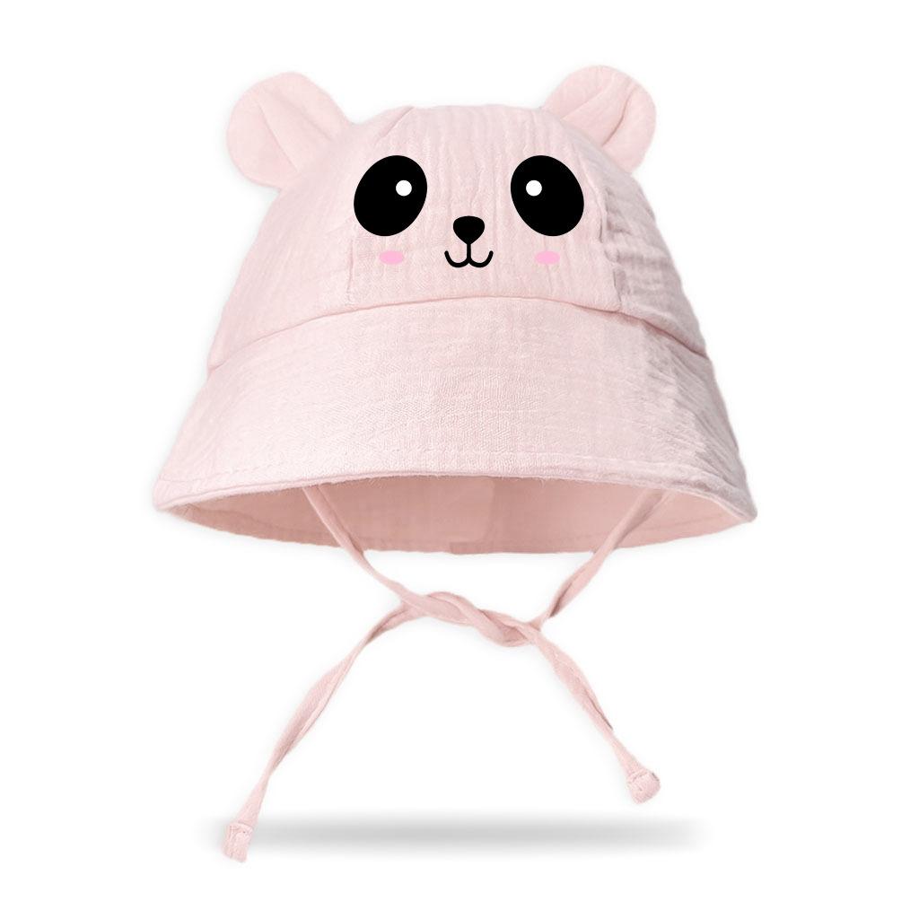 Spring Summer New Children's Gauze Bucket Hat Baby Embossed Bear Fisherman Sun Hat Protective Accessory for Babies