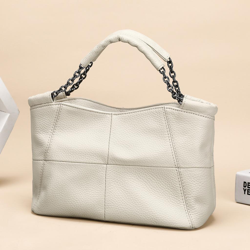 Ręcznie robiona damska torebka z prawdziwej skóry w stylu retro, na jedno ramię, crossbody, z górnej warstwy skóry bydlęcej, łańcuszek pod pachę, torebka o dużej pojemności