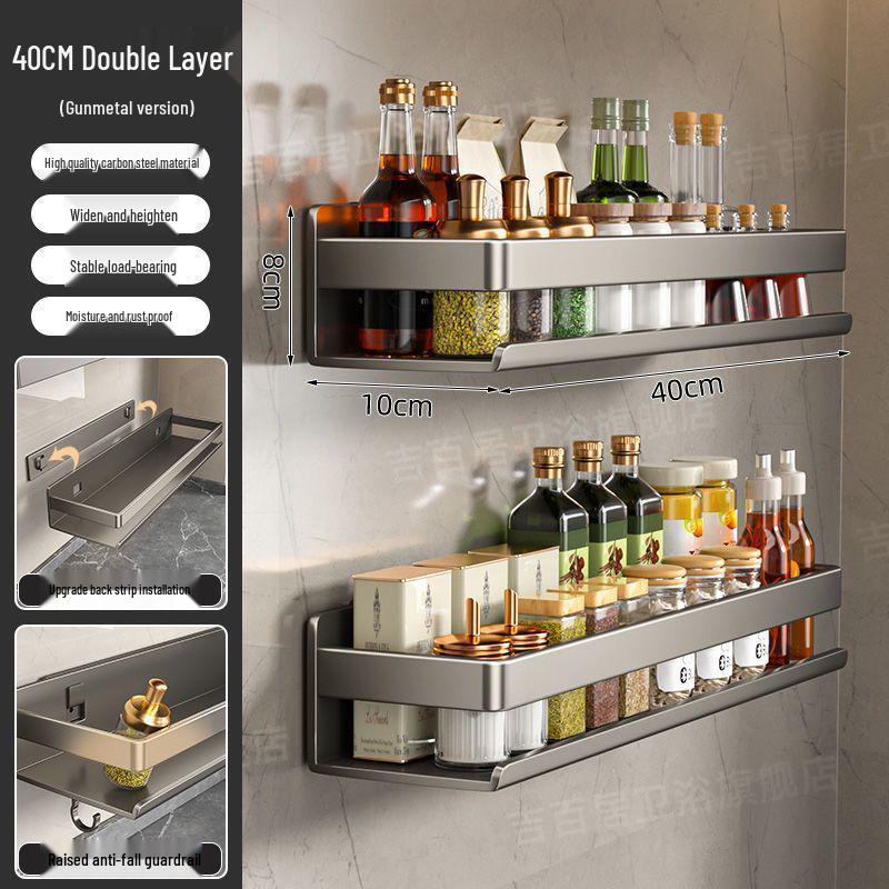 Portaspezie da Parete Color Antracite - Scaffali da Cucina Senza Foratura