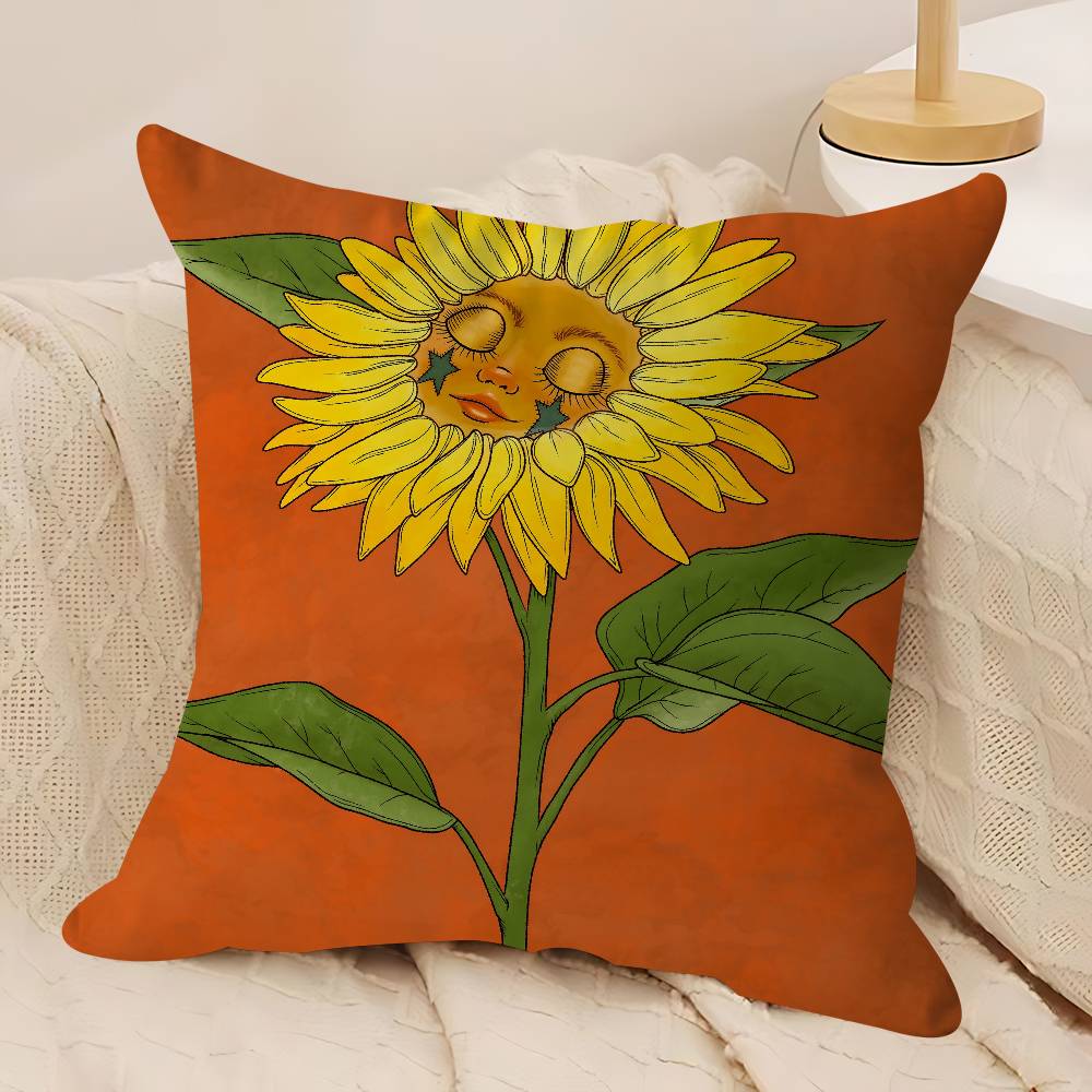 Art Sunflower Pillow Anime Pillow Sofa Bed Head Pillow Cover Cushion Cover 45x45 Cm Fashion