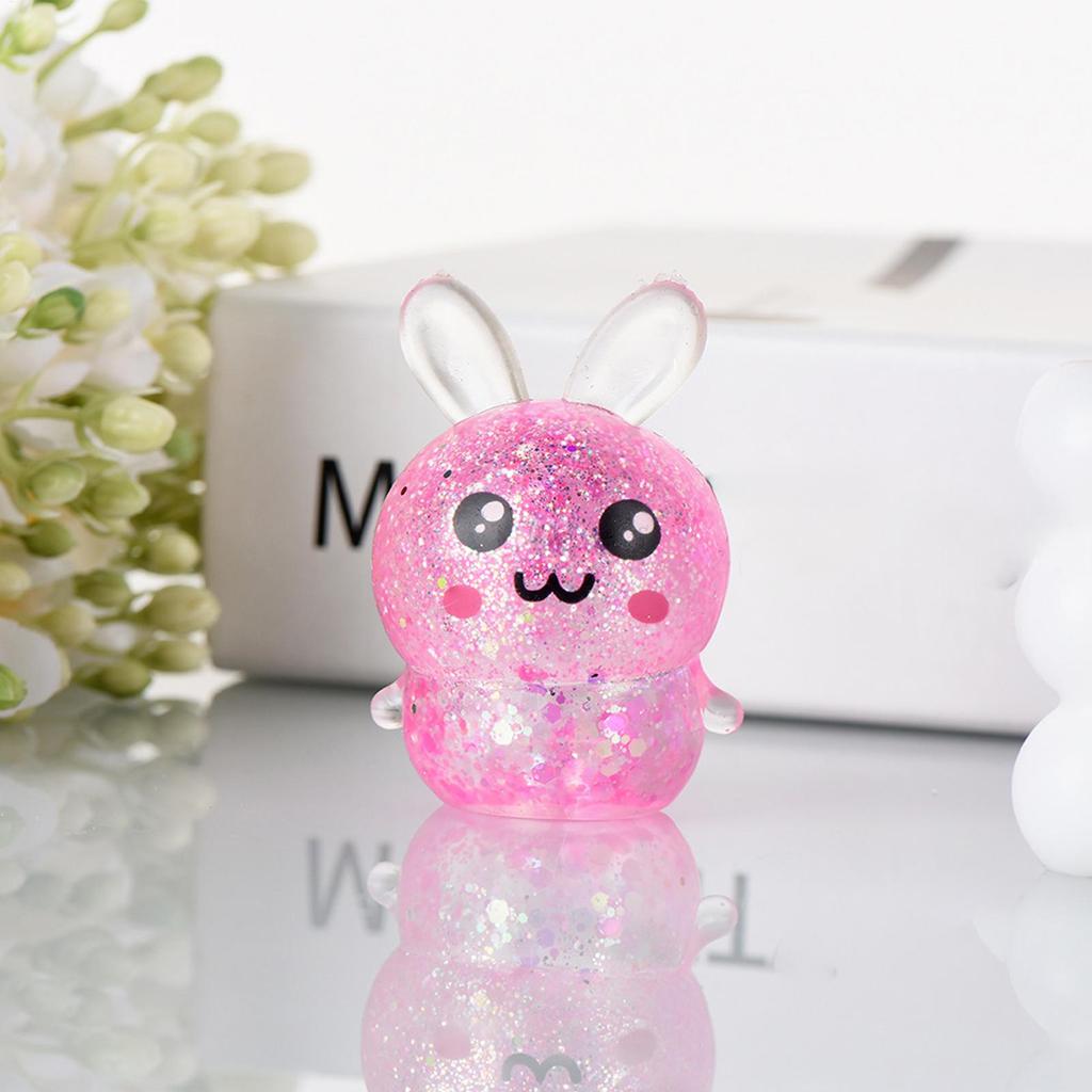 Cute Cartoon Rabbit Fidget Toys Soft Glitter Bunny Squeeze Stress Relief Toy Party Gift for Kids Adults Office Desktop decor