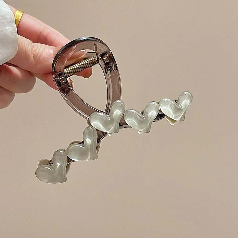 Korean Jelly Pink Acrylic Heart Hair Claws For Women  New Trendy Large Ponytail Hair Clip Headwear Hair Accessories