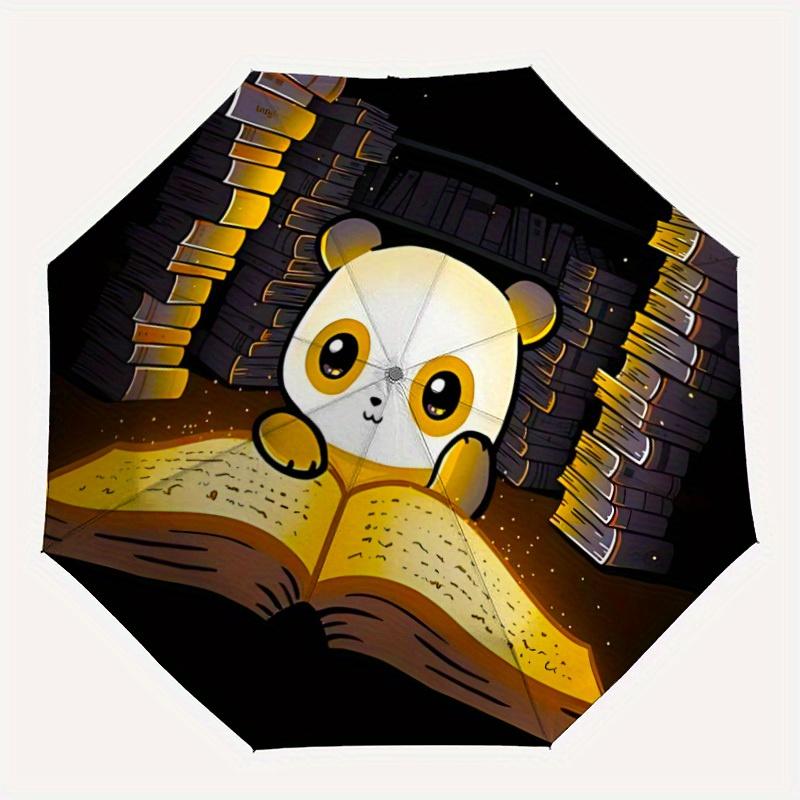 

1pc Panda Books Auto Open/close, All-Season Portable Folding Umbrella for Women & Men, Travel, Everyday, Formal Events - Compact Luxury Parasol, Outdo