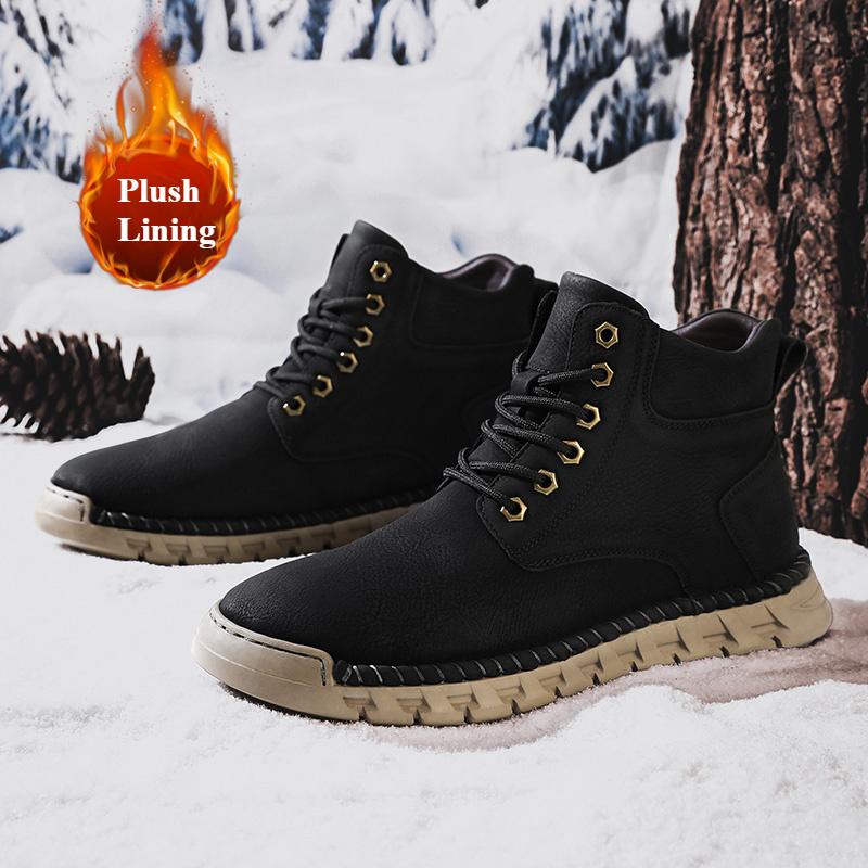 Handmade Men's High-top Boots Ankle Leather Shoes Outdoor Hiking Boots Sneakers Footwear Autumn & Winter