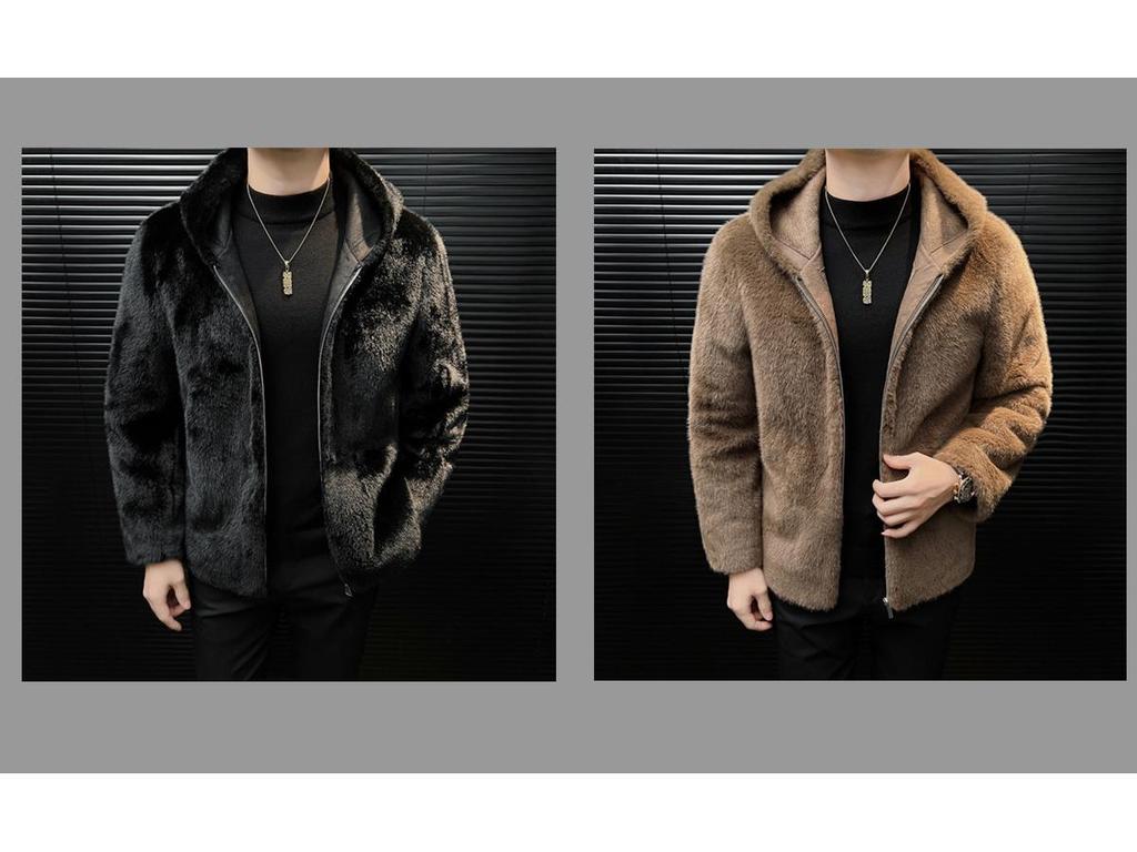 Men's Short Winter Coat: High-Quality Lambskin & Fur with Stand Collar, Imitation Mink Fur, Thickened for Warmth