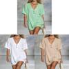 Cotton Linen Summer Dress For Women With Vneck Halfopen Collar Casual Aline Style