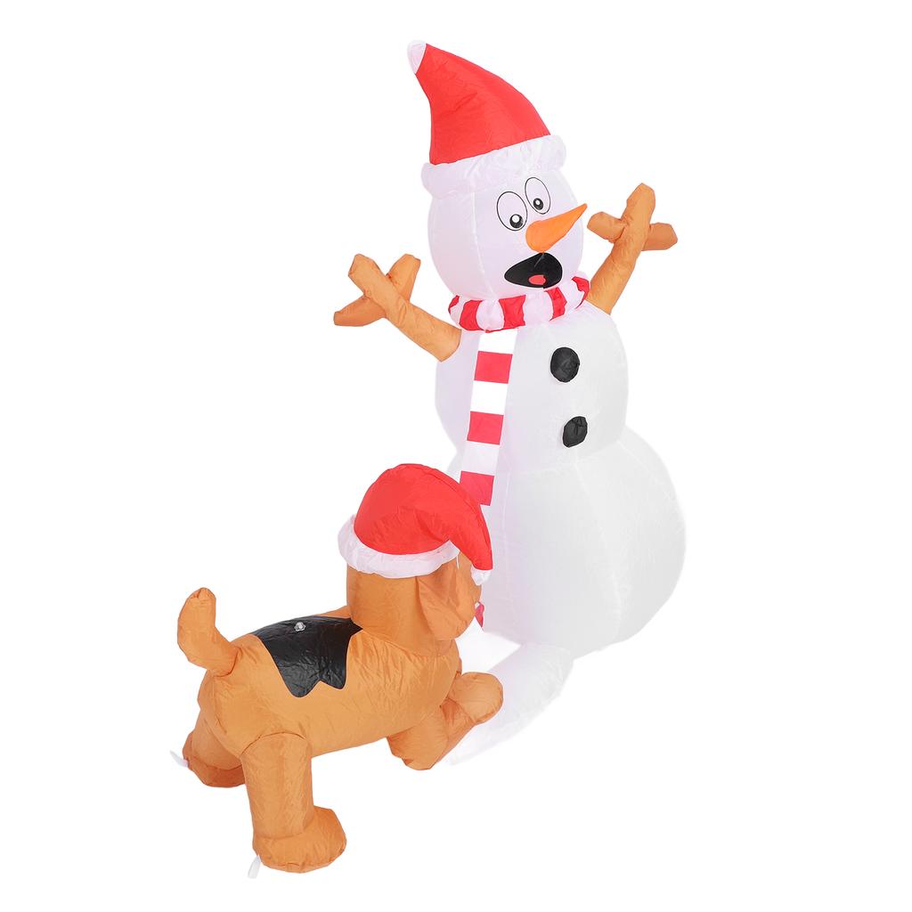 1,1 m aufblasbarer Schneemann mit Beißhund, weiße LED-Lichter, Garten- und Hofdekorationen, IP44 wasserdicht