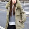 BITCED Women's Winter Slimming Down Jacket with Fashionable Fleece Lining and Thick Fur Trim