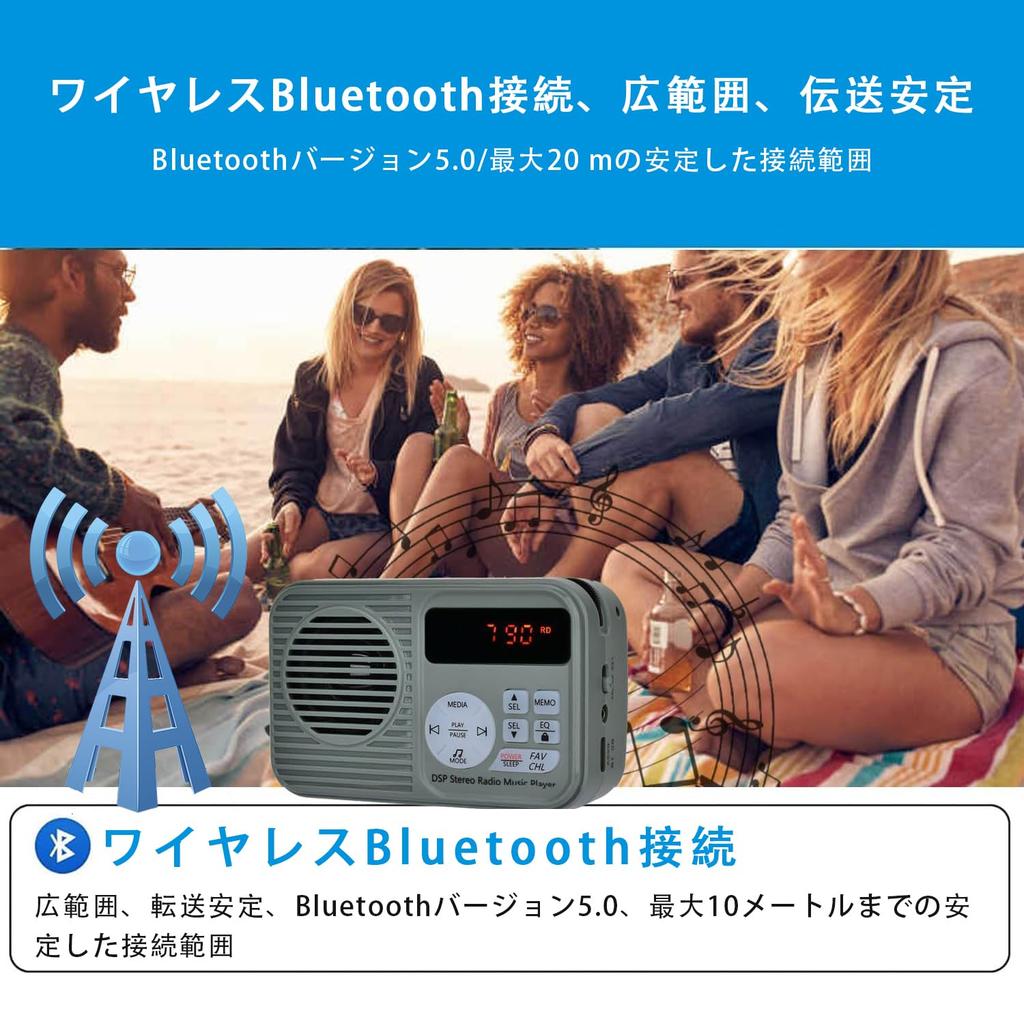 Portable FM Pocket FM High Card MP3 Loud Long Battery Retro Ideal for Disaster Preparedness and Evacuation Radio, Compact, Compatible, Sensitivity,