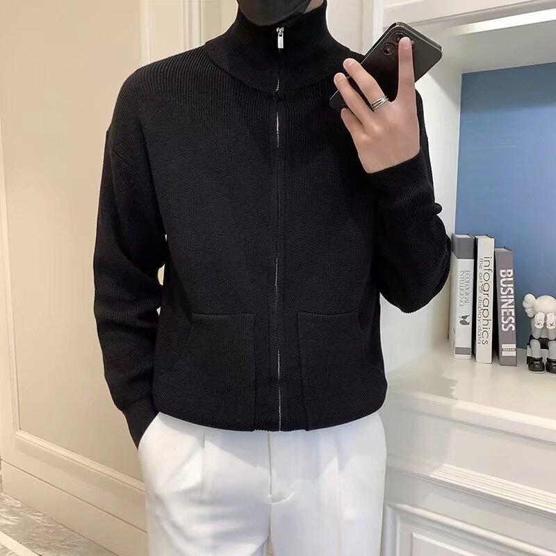 Spring 2024 Men's Sweater Patchwork Assorted Colors Skin-Friendly Fabric Fashion Versatile Top Casual Long-Sleeved Bottoming Shirt